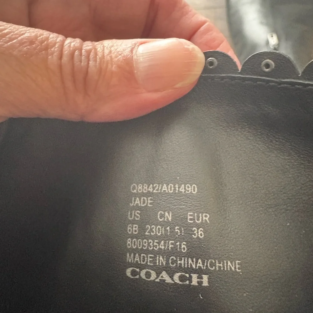 Coach Jade Black Tall leather boots with studded trim - Picture 8 of 14